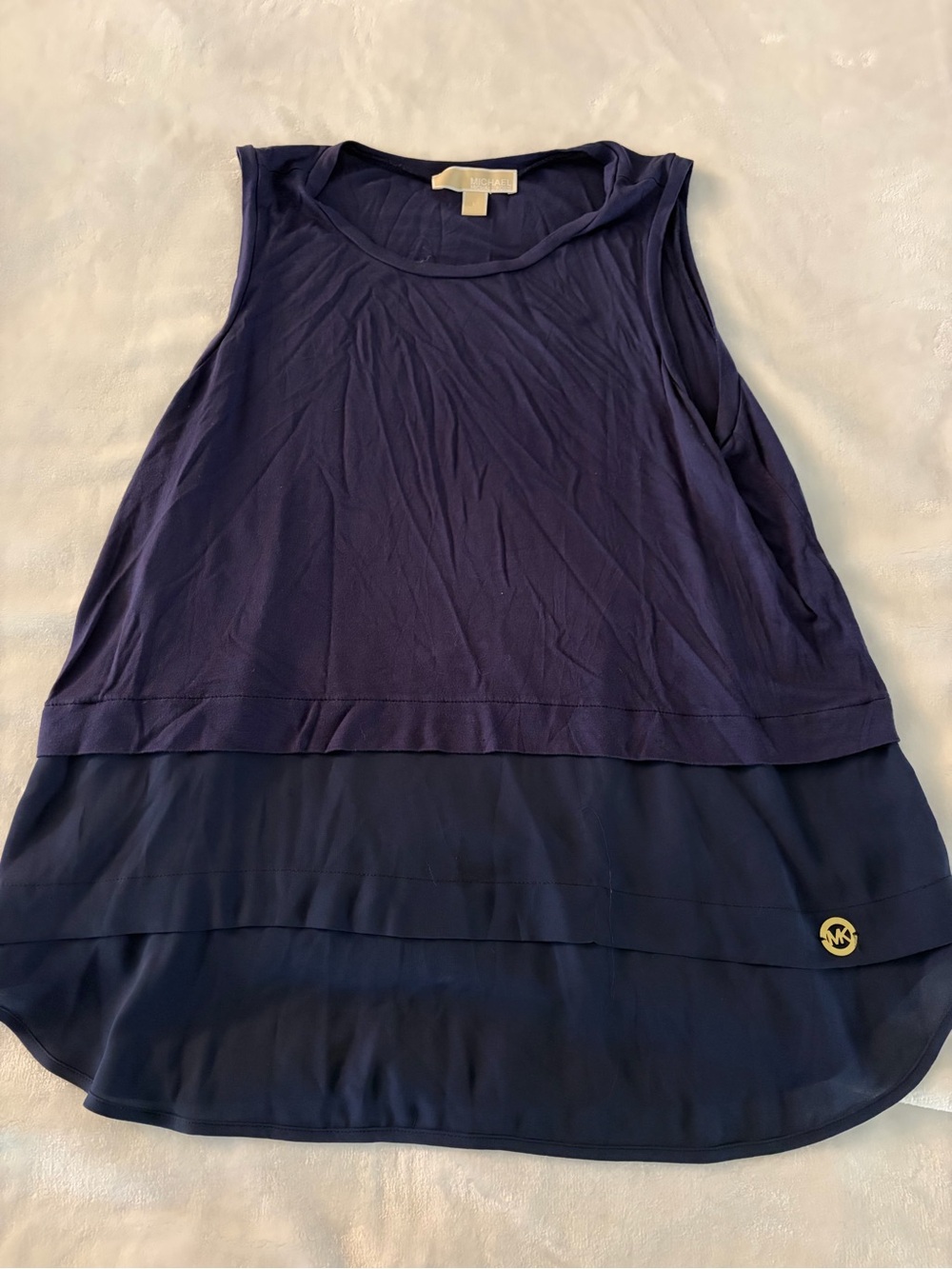 Michael Kors Dark Navy Layered Sleeveless Tank